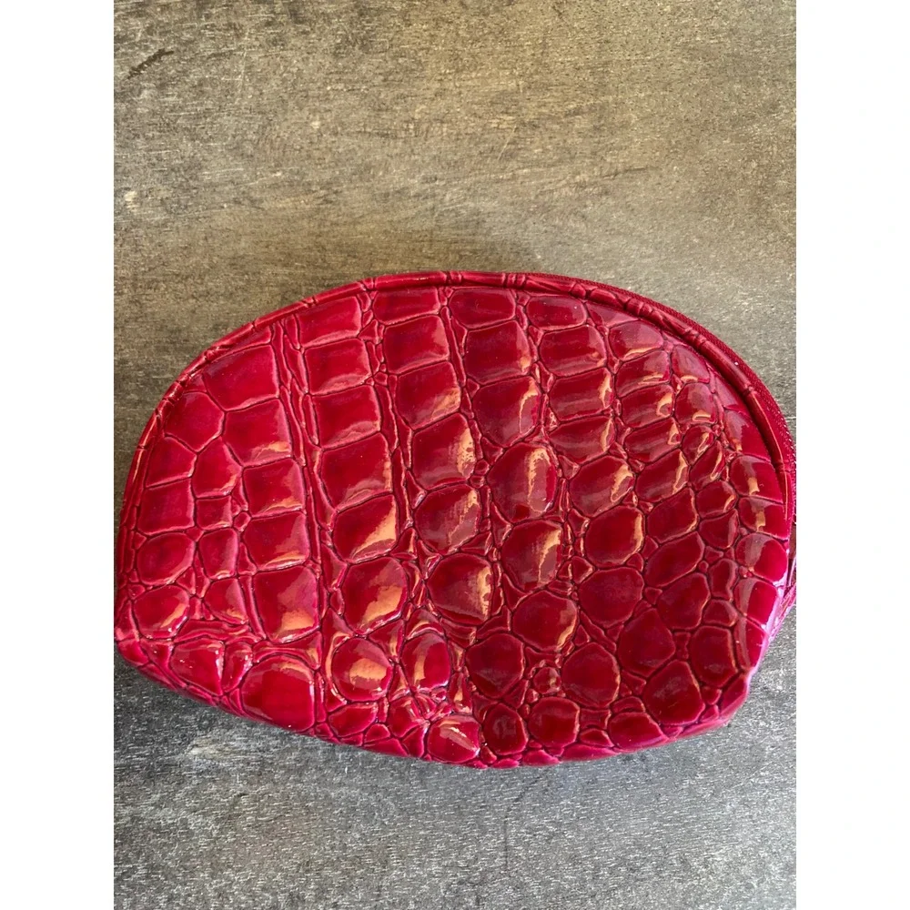 Strada Red Croc Embossed Faux Leather Satchel Handbag with Matching Coin Purse